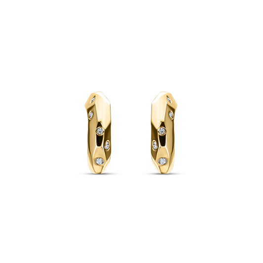 Faceted Diamond Golden Hoops