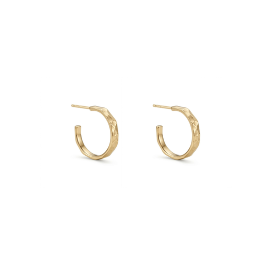Faceted Thin Golden Hoops