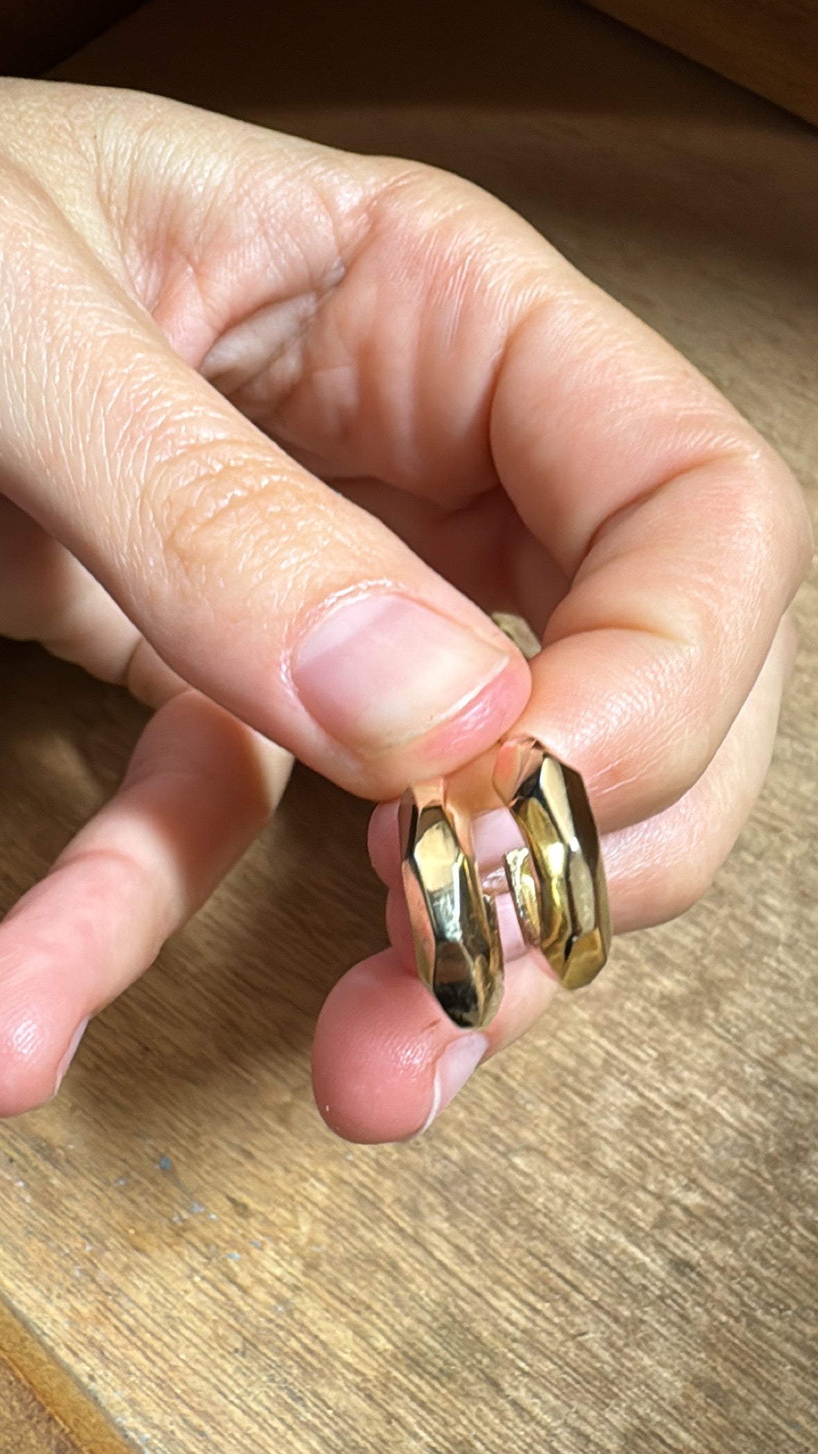 Faceted Diamond Golden Hoops