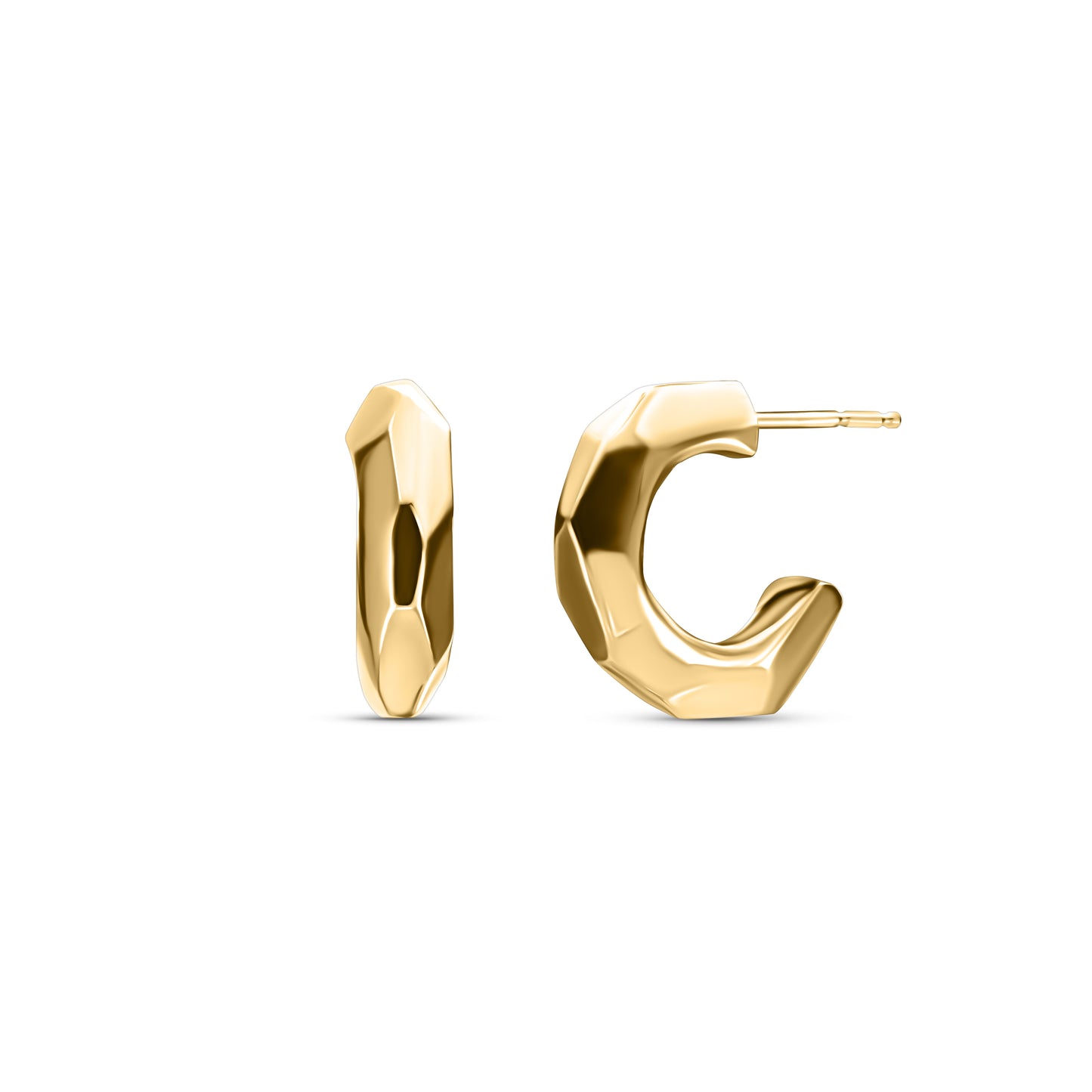 Faceted Golden Hoops