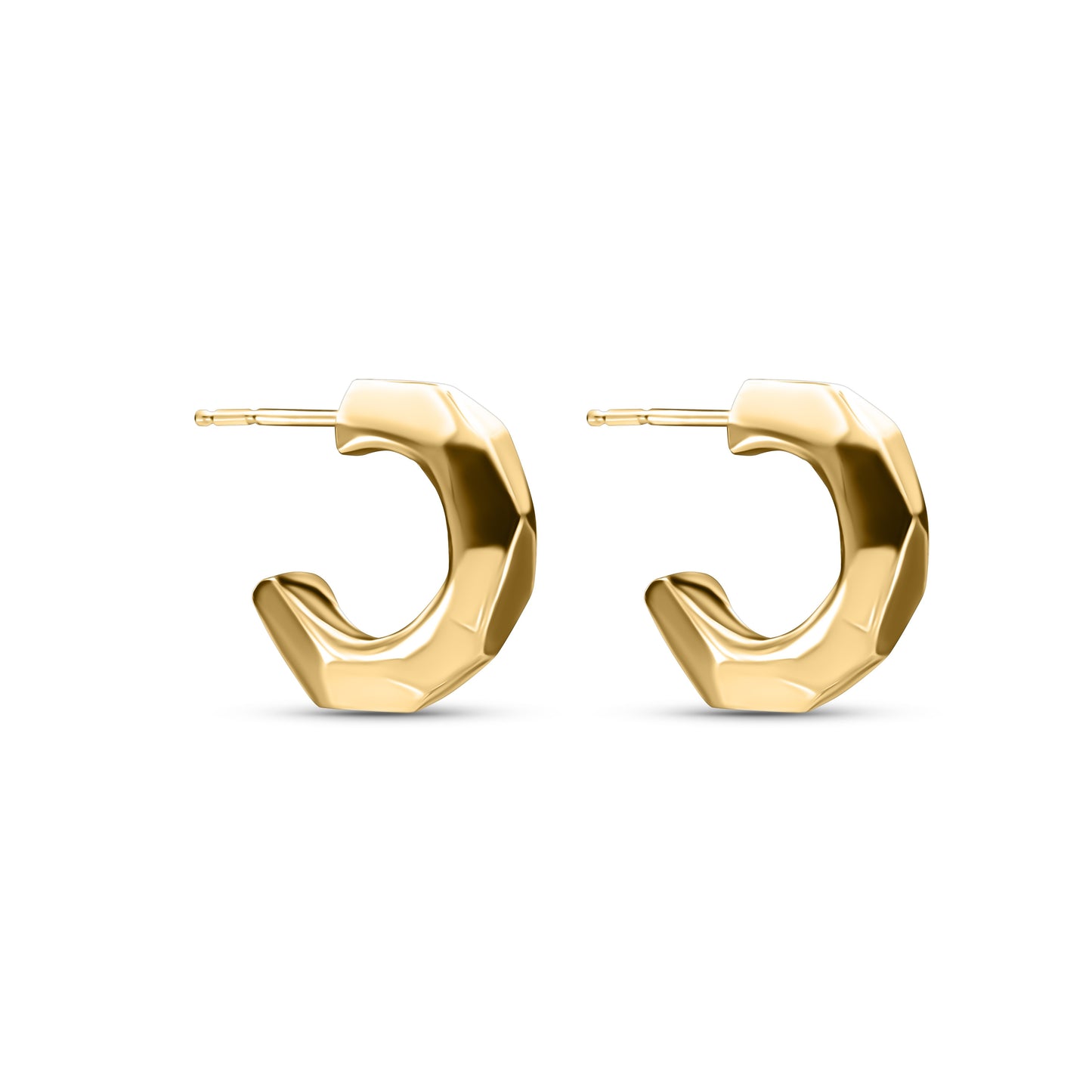 Faceted Golden Hoops