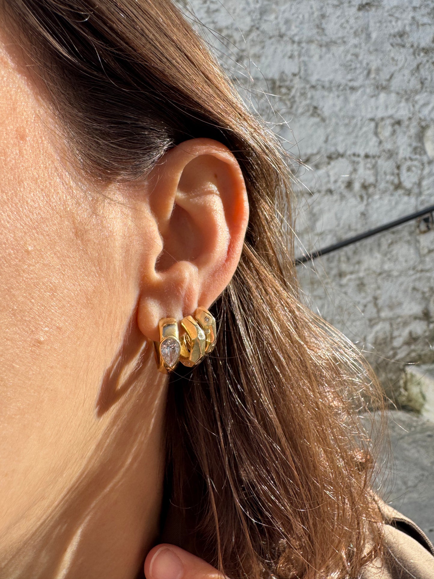 Faceted Diamond Golden Hoops