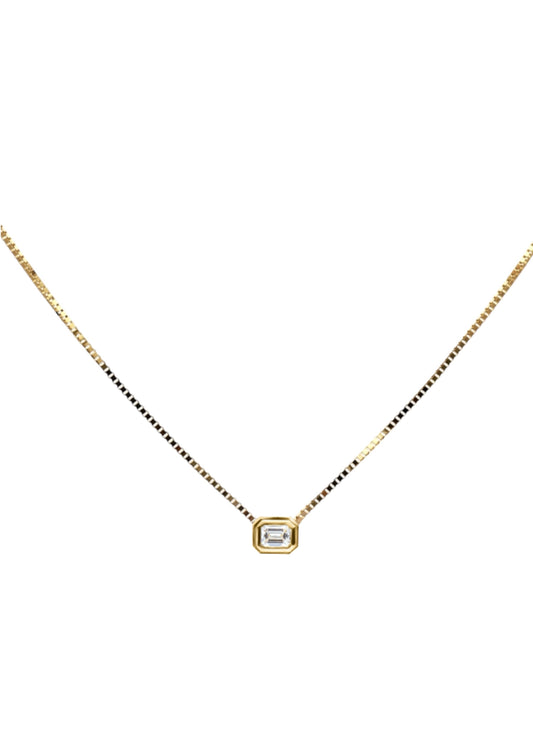 Horizontal Emerald cut diamond necklace